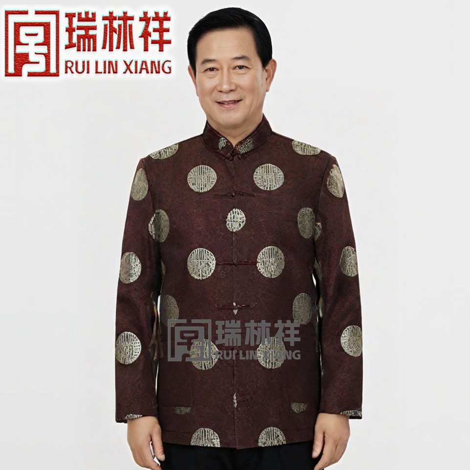 男式仿蚕丝寿衣全套咖5号