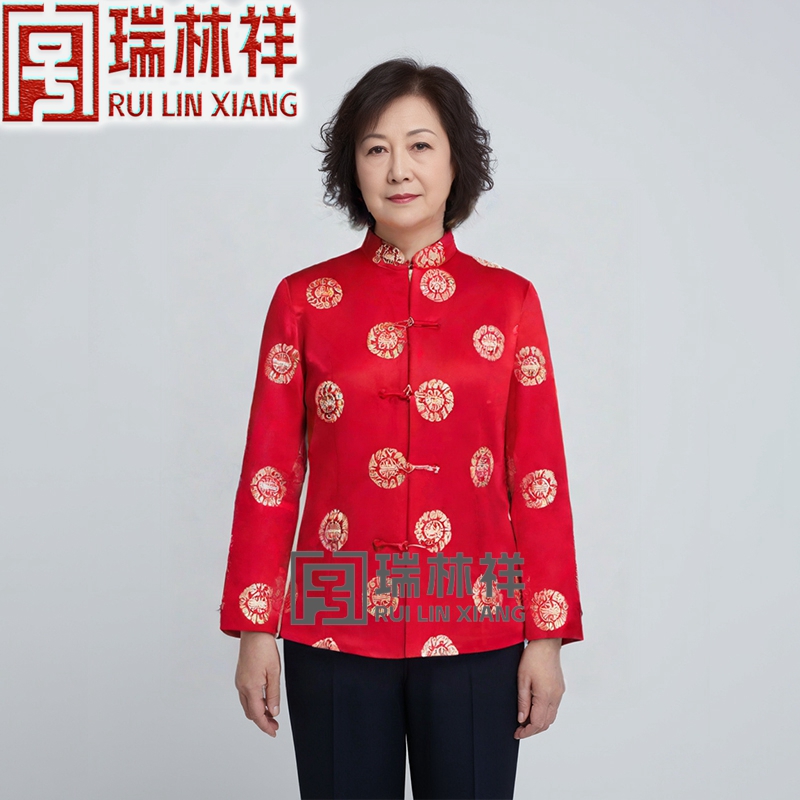 女式真丝寿衣全套红10号