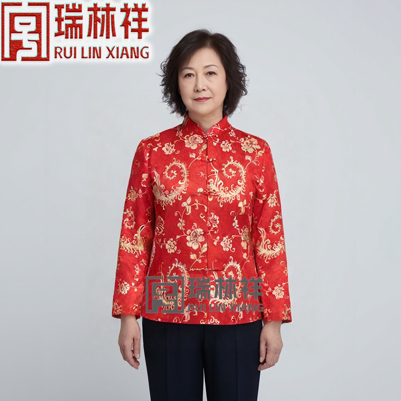 女式真丝寿衣全套红24号